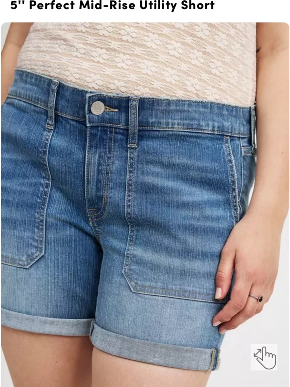 #T969 - NWOT - Torrid 5'' Perfect Mid-Rise Utility Short- 18W